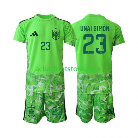 Maillot Espagne Unai Simon 23 6th Green color Gardien pour Enfant Coupe du Monde 2026 Manche Courte