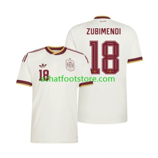 Maillot Espagne Martin Zubimendi 18 Extérieur Tenue pour Homme Coupe du Monde 2026 Manche Courte