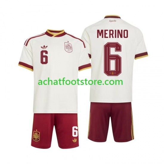 Maillot Espagne Mikel Merino 6 Extérieur Tenue pour Enfant Coupe du Monde 2026 Manche Courte