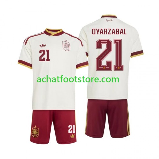 Maillot Espagne Mikel Oyarzabal 21 Extérieur Tenue pour Enfant Coupe du Monde 2026 Manche Courte