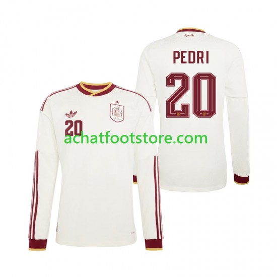 Maillot Espagne Pedri 20 Extérieur Tenue pour Homme Coupe du Monde 2026 Manche Longue