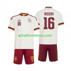 Maillot Espagne Rodri 16 Extérieur Tenue pour Enfant Coupe du Monde 2026 Manche Courte
