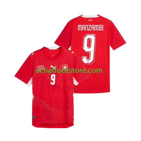 Maillot Suisse Johan Manzambi 9 Domicile Tenue pour Homme Coupe du Monde 2026 Manche Courte