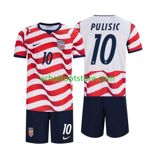 Maillot États-Unis Christian Pulisic 10 Domicile Tenue pour Enfant Coupe du Monde 2026 Manche Courte