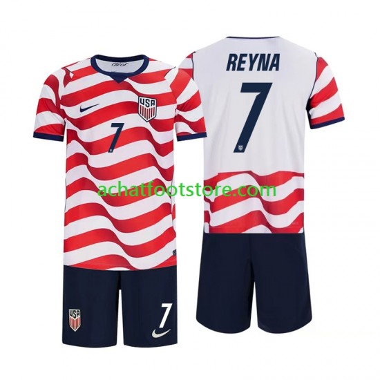 Maillot États-Unis Giovanni Reyna 7 Domicile Tenue pour Enfant Coupe du Monde 2026 Manche Courte