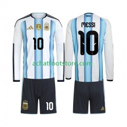 Maillot Argentine Lionel Messi 10 Domicile Tenue pour Enfant Coupe du Monde 2026 Manche Longue