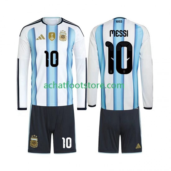 Maillot Argentine Lionel Messi 10 Domicile Tenue pour Enfant Coupe du Monde 2026 Manche Longue