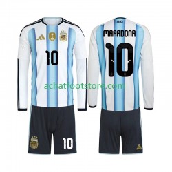 Maillot Argentine Maradona 10 Domicile Tenue pour Enfant Coupe du Monde 2026 Manche Longue