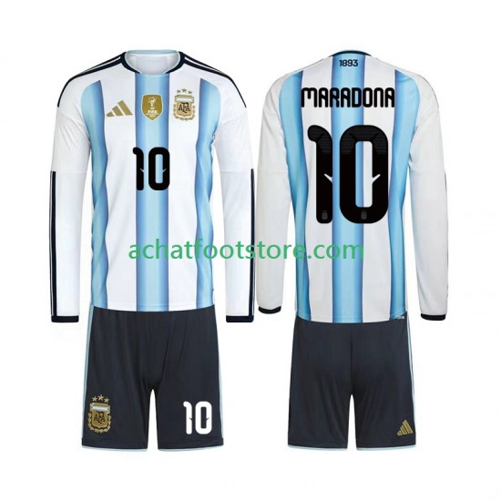 Maillot Argentine Maradona 10 Domicile Tenue pour Enfant Coupe du Monde 2026 Manche Longue
