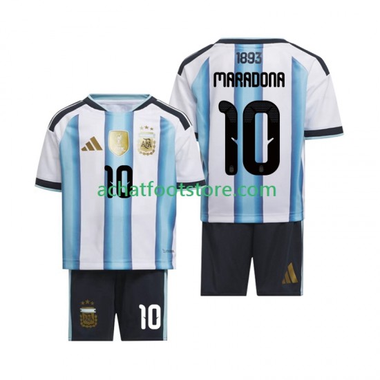 Maillot Argentine Maradona 10 Domicile Tenue pour Enfant Coupe du Monde 2026 Manche Courte