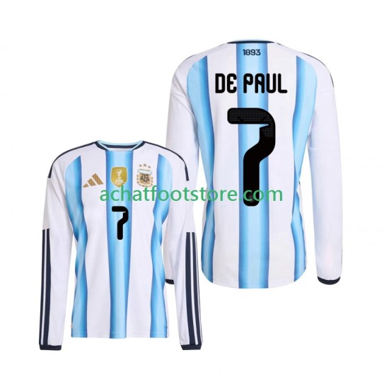 Maillot Argentine Rodrigo De Paul 7 Domicile Tenue pour Homme Coupe du Monde 2026 Manche Longue