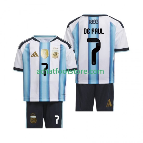 Maillot Argentine Rodrigo De Paul 7 Domicile Tenue pour Enfant Coupe du Monde 2026 Manche Courte