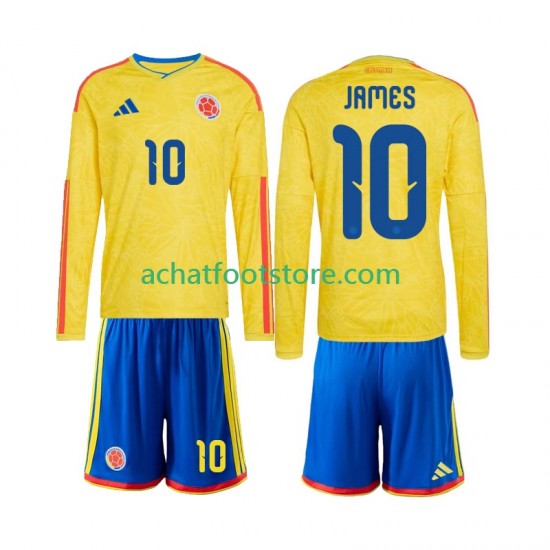 Maillot Colombie James Rodriguez 10 Domicile Tenue pour Enfant Coupe du Monde 2026 Manche Longue