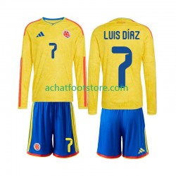 Maillot Colombie Luis Diaz 7 Domicile Tenue pour Enfant Coupe du Monde 2026 Manche Longue