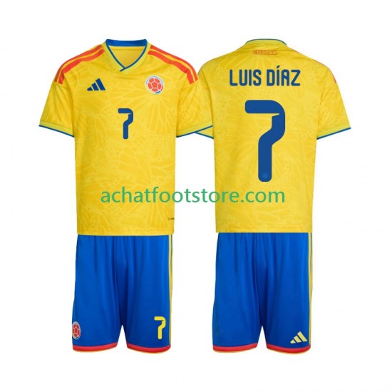 Maillot Colombie Luis Diaz 7 Domicile Tenue pour Enfant Coupe du Monde 2026 Manche Courte