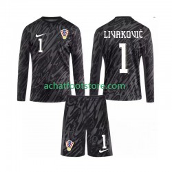 Maillot Croatie DOMINIK LIVAKOVIC 1 Gardien 3ème Tenue pour Enfant 2024 Manche Longue