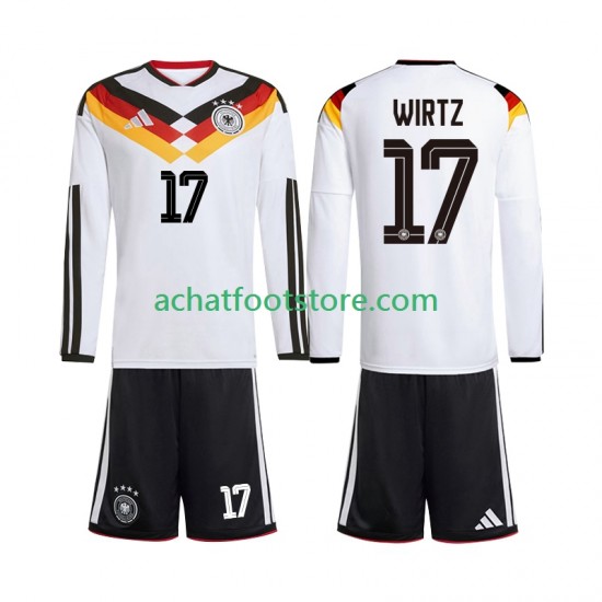 Maillot Allemagne Florian Wirtz 17 Domicile Tenue pour Enfant Coupe du Monde 2026 Manche Longue