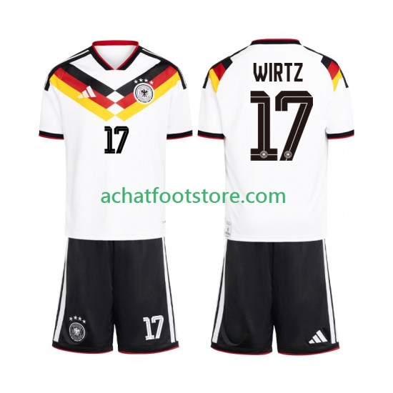 Maillot Allemagne Florian Wirtz 17 Domicile Tenue pour Enfant Coupe du Monde 2026 Manche Courte
