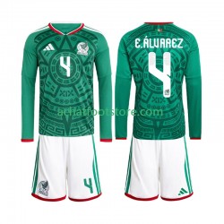 Maillot Mexique Edson Alvarez 4 Domicile Tenue pour Enfant Coupe du Monde 2026 Manche Longue
