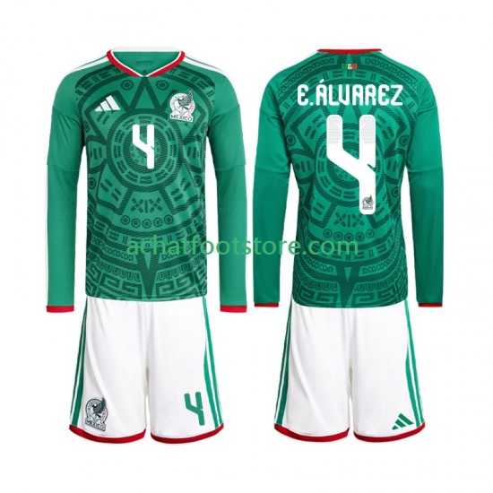 Maillot Mexique Edson Alvarez 4 Domicile Tenue pour Enfant Coupe du Monde 2026 Manche Longue