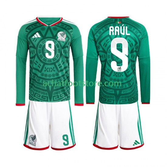 Maillot Mexique Raul Jimenez 9 Domicile Tenue pour Enfant Coupe du Monde 2026 Manche Longue