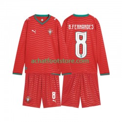 Maillot Portugal Bruno Fernandes 8 Domicile Tenue pour Enfant Coupe du Monde 2026 Manche Longue
