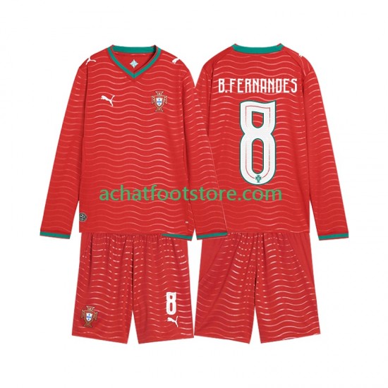 Maillot Portugal Bruno Fernandes 8 Domicile Tenue pour Enfant Coupe du Monde 2026 Manche Longue
