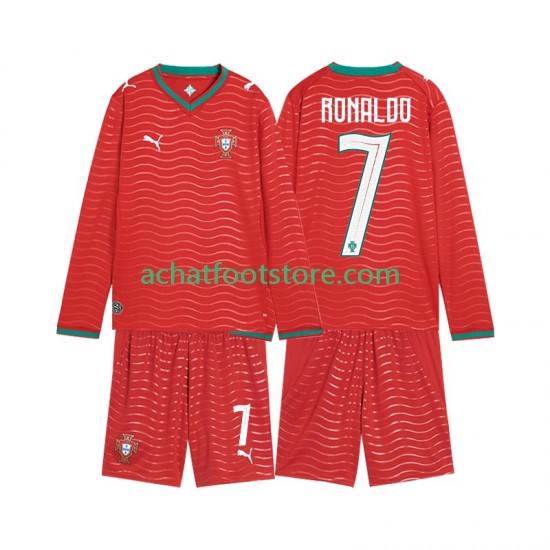 Maillot Portugal Cristiano Ronaldo 7 Domicile Tenue pour Enfant Coupe du Monde 2026 Manche Longue