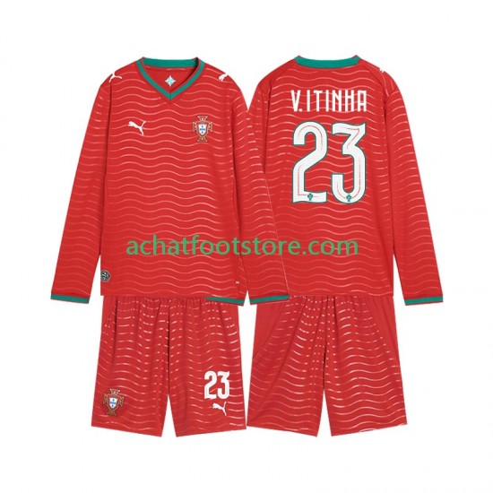 Maillot Portugal Vitinha 23 Domicile Tenue pour Enfant Coupe du Monde 2026 Manche Longue