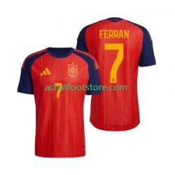 Maillot Espagne Ferran Torres 7 Domicile Tenue pour Homme Coupe du Monde 2026 Manche Courte