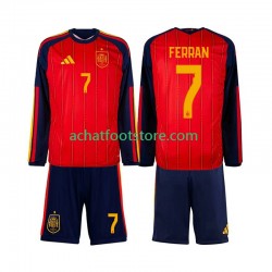 Maillot Espagne Ferran Torres 7 Domicile Tenue pour Enfant Coupe du Monde 2026 Manche Longue
