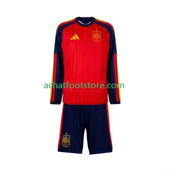 Maillot Espagne Domicile Tenue pour Enfant Coupe du Monde 2026 Manche Longue