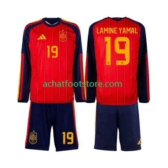 Maillot Espagne Lamine Yamal 19 Domicile Tenue pour Enfant Coupe du Monde 2026 Manche Longue