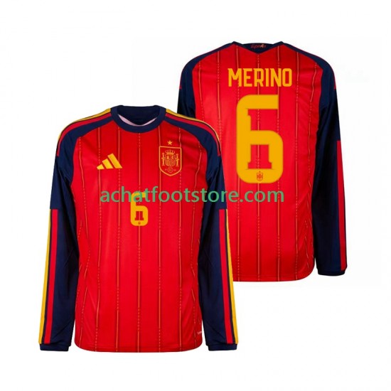 Maillot Espagne Mikel Merino 6 Domicile Tenue pour Homme Coupe du Monde 2026 Manche Longue