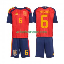 Maillot Espagne Mikel Merino 6 Domicile Tenue pour Enfant Coupe du Monde 2026 Manche Courte