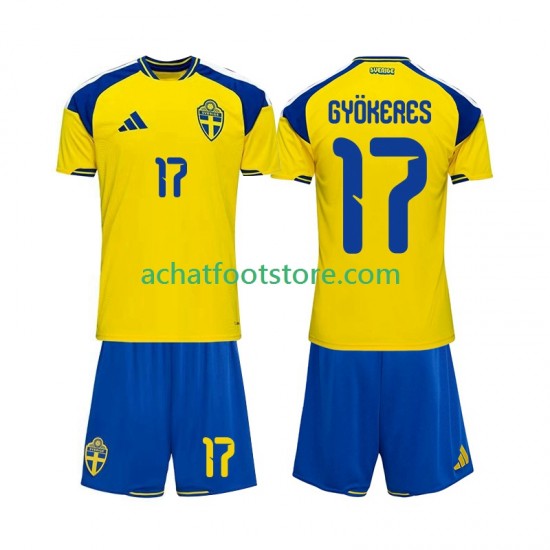 Maillot Suède Viktor Gyokeres 17 Domicile Tenue pour Enfant 2026 Manche Courte
