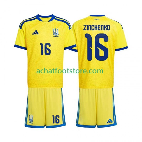 Maillot Ukraine Oleksandr Zinchenko 16 Domicile Tenue pour Enfant Coupe du Monde 2026 Manche Courte