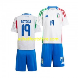 Maillot Italie Mateo Retegui 19 Extérieur Tenue pour Enfant 2024 Manche Courte Maillot Italie Mateo Retegui 19 Extérieur Tenue pour Enfant 2024 Manche Courte