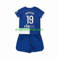 Maillot Atlético Madrid 2 Alvaro Morata 19 Extérieur Tenue pour Enfant 2023-2024 Manche Courte