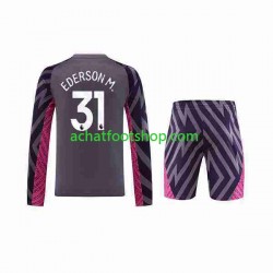 Maillot Manchester City Ederson Moraes 31 Gardien Extérieur Tenue pour Enfant 2023-2024 Manche Longue