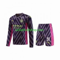 Maillot Manchester City Ederson Moraes 31 Gardien Extérieur Tenue pour Enfant 2023-2024 Manche Longue