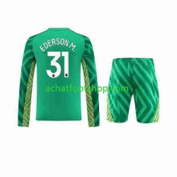 Maillot Manchester City Ederson Moraes 31 Gardien Domicile Tenue pour Enfant 2023-2024 Manche Longue