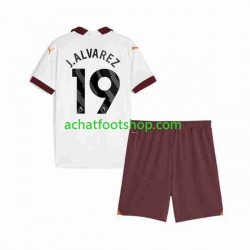 Maillot Manchester City Julian Alvarez 19 Extérieur Tenue pour Enfant 2023-2024 Manche Courte