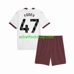 Maillot Manchester City Phil Foden 47 Extérieur Tenue pour Enfant 2023-2024 Manche Courte