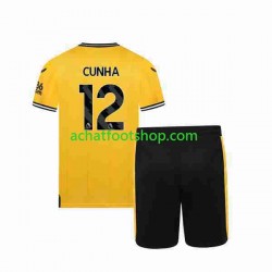 Maillot Wolverhampton Wanderers CUNHA 12 Domicile Tenue pour Enfant 2023-2024 Manche Courte