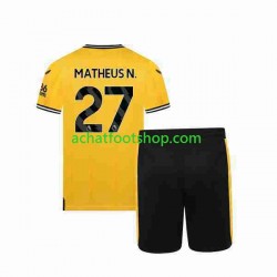 Maillot Wolverhampton Wanderers Matheus Nunes 27 Domicile Tenue pour Enfant 2023-2024 Manche Courte