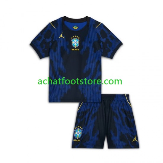Maillot Brésil Extérieur Tenue pour Enfant Coupe du Monde 2026 Manche Courte