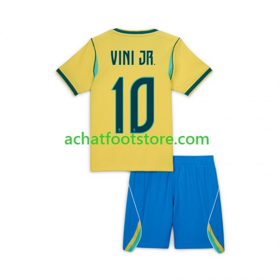 Maillot Brésil Vinicius Junior 10 Domicile Tenue pour Enfant Coupe du Monde 2026 Manche Courte