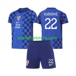 Maillot Croatie Luka Vuskovic 22 Extérieur Tenue pour Enfant Coupe du Monde 2026 Manche Courte
