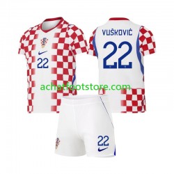 Maillot Croatie Luka Vuskovic 22 Domicile Tenue pour Enfant Coupe du Monde 2026 Manche Courte